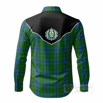 Johnstone (Johnston) Tartan Long Sleeve Button Shirts Horseshoe Ornament - Tartan Vibes Clothing