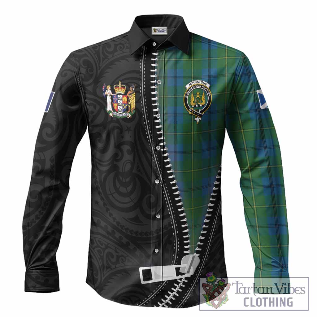 Johnstone (Johnston) Tartan Long Sleeve Button Shirts New Zealand Pattern Unique Zipper Stylized