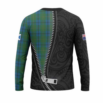 Johnstone (Johnston) Tartan Long Sleeve T-Shirt New Zealand Pattern Unique Zipper Stylized