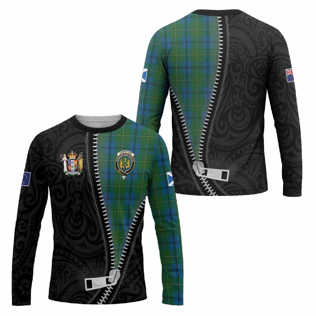 Johnstone (Johnston) Tartan Long Sleeve T-Shirt New Zealand Pattern Unique Zipper Stylized