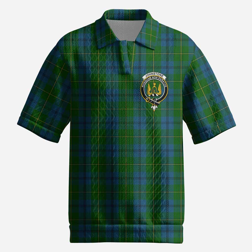 Johnstone (Johnston) Tartan Men’s Polo Sweater Top with Family Crest