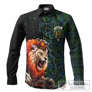 Johnstone (Johnston) Tartan Mighty Lion Long Sleeve Button Shirts Explosion Flying Pieces