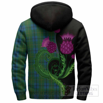 Johnstone (Johnston) Tartan Sherpa Hoodie Traditional Scottish Thistle