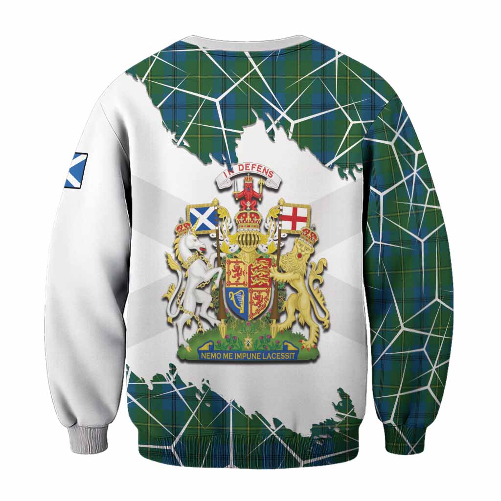 Johnstone (Johnston) Tartan Sweatshirt with Family Crest and Lion Rampant Grunge Style