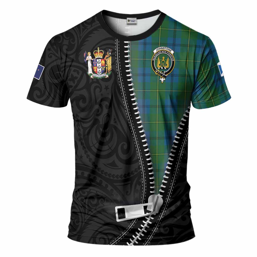 Johnstone (Johnston) Tartan T-Shirt New Zealand Pattern Unique Zipper Stylized