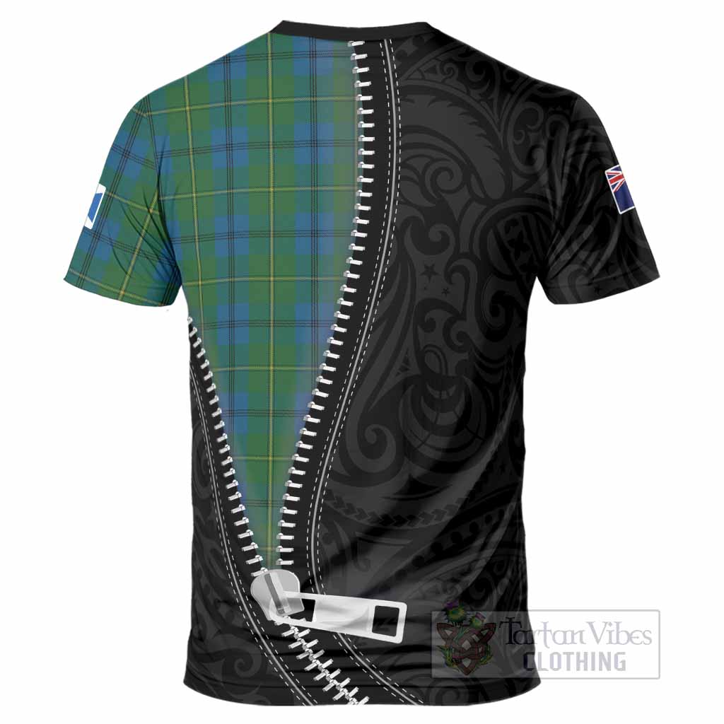 Johnstone (Johnston) Tartan T-Shirt New Zealand Pattern Unique Zipper Stylized