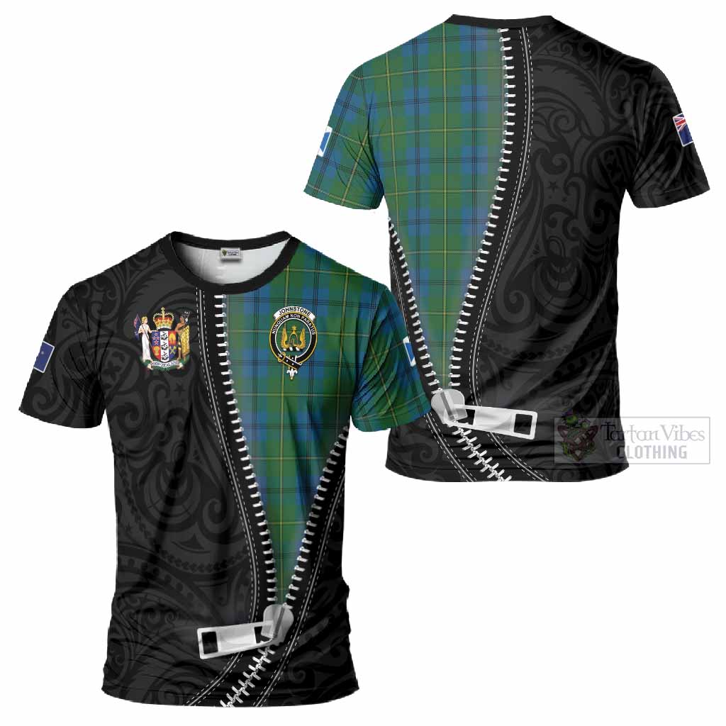 Johnstone (Johnston) Tartan T-Shirt New Zealand Pattern Unique Zipper Stylized