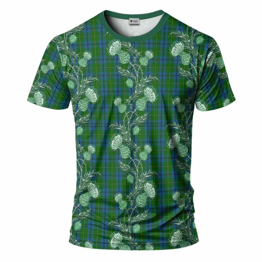 Johnstone (Johnston) Tartan T-Shirt Seamless Scottish Thistle Flowers
