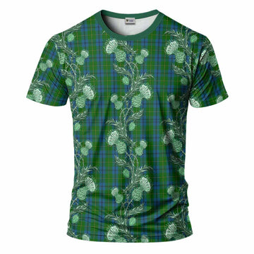 Johnstone (Johnston) Tartan T-Shirt Seamless Scottish Thistle Flowers