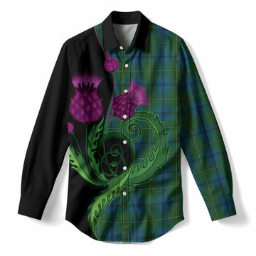 Johnstone (Johnston) Tartan Women Casual Shirt Traditional Scottish Thistle
