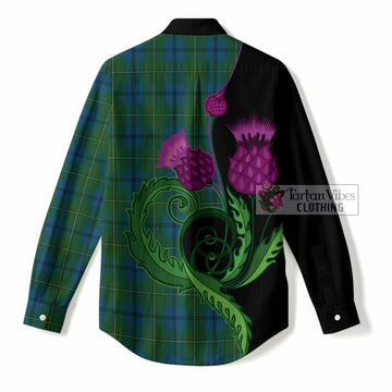 Johnstone (Johnston) Tartan Women Casual Shirt Traditional Scottish Thistle