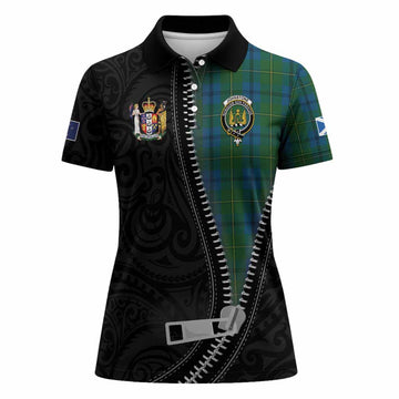 Johnstone (Johnston) Tartan Women Polo Shirt New Zealand Pattern Unique Zipper Stylized