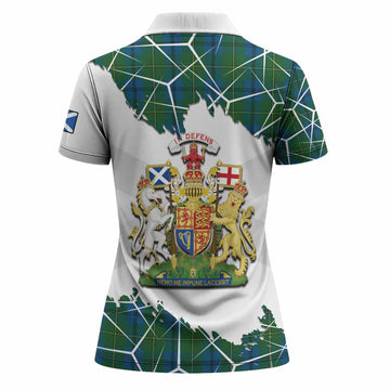 Johnstone (Johnston) Tartan Women Polo Shirt with Family Crest and Lion Rampant Grunge Style