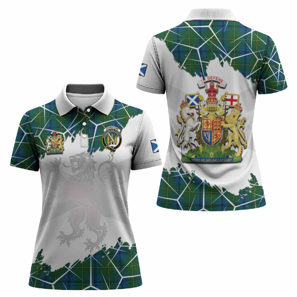 Johnstone (Johnston) Tartan Women Polo Shirt with Family Crest and Lion Rampant Grunge Style