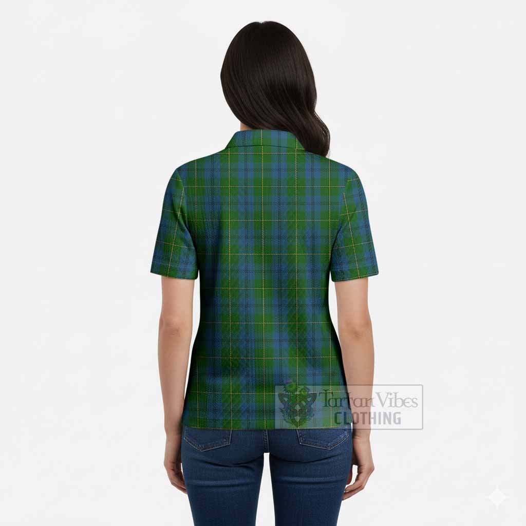 Johnstone (Johnston) Tartan Women’s Polo Sweater Top with Family Crest