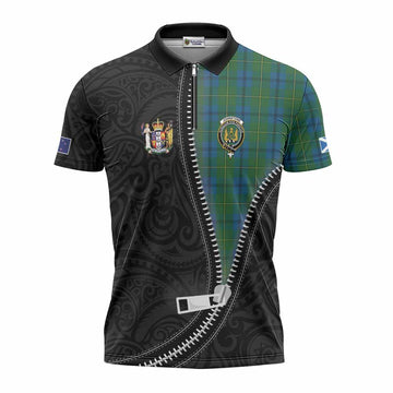 Johnstone (Johnston) Tartan Zipper Polo Shirt New Zealand Pattern Unique Zipper Stylized