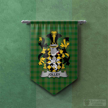Jolley Irish Clan Tartan Gonfalon, Tartan Banner with Coat of Arms