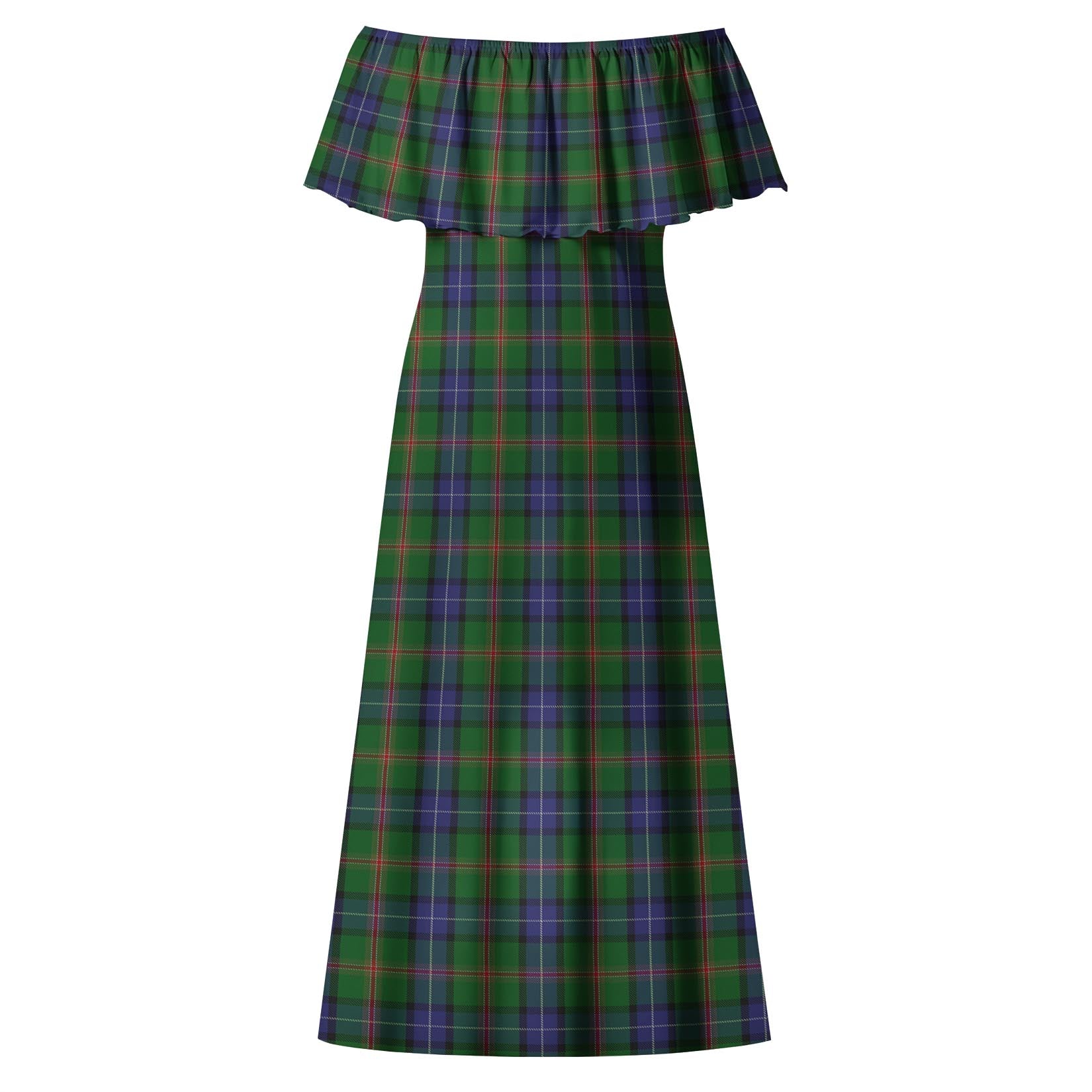 Jones Tartan Off Shoulder Long Dress - Tartan Vibes Clothing