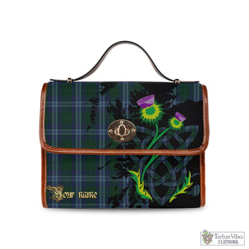 Jones of Wales Tartan Waterproof Canvas Bag with Scotland Map and Thistle Celtic Accents