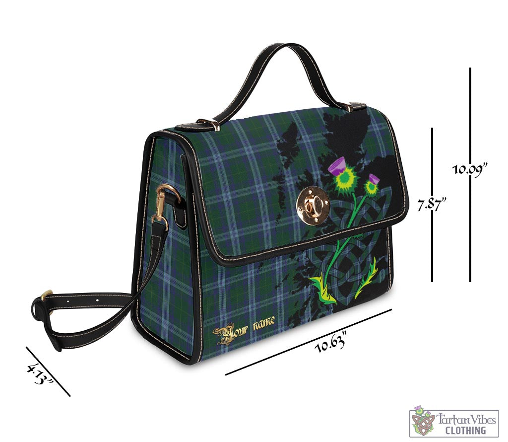 Tartan Vibes Clothing Jones of Wales Tartan Waterproof Canvas Bag with Scotland Map and Thistle Celtic Accents