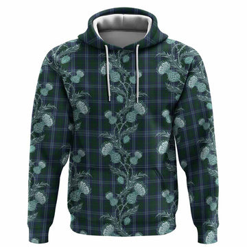 Jones of Wales Tartan Hoodie Seamless Scottish Thistle Flowers
