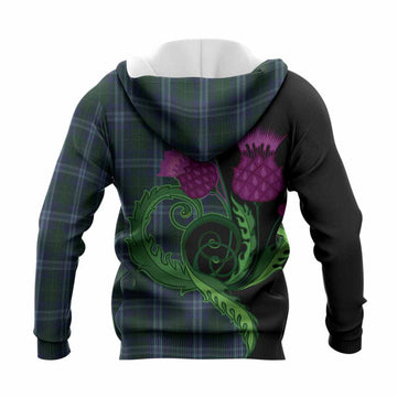 Jones of Wales Tartan Knitted Hoodie Traditional Scottish Thistle