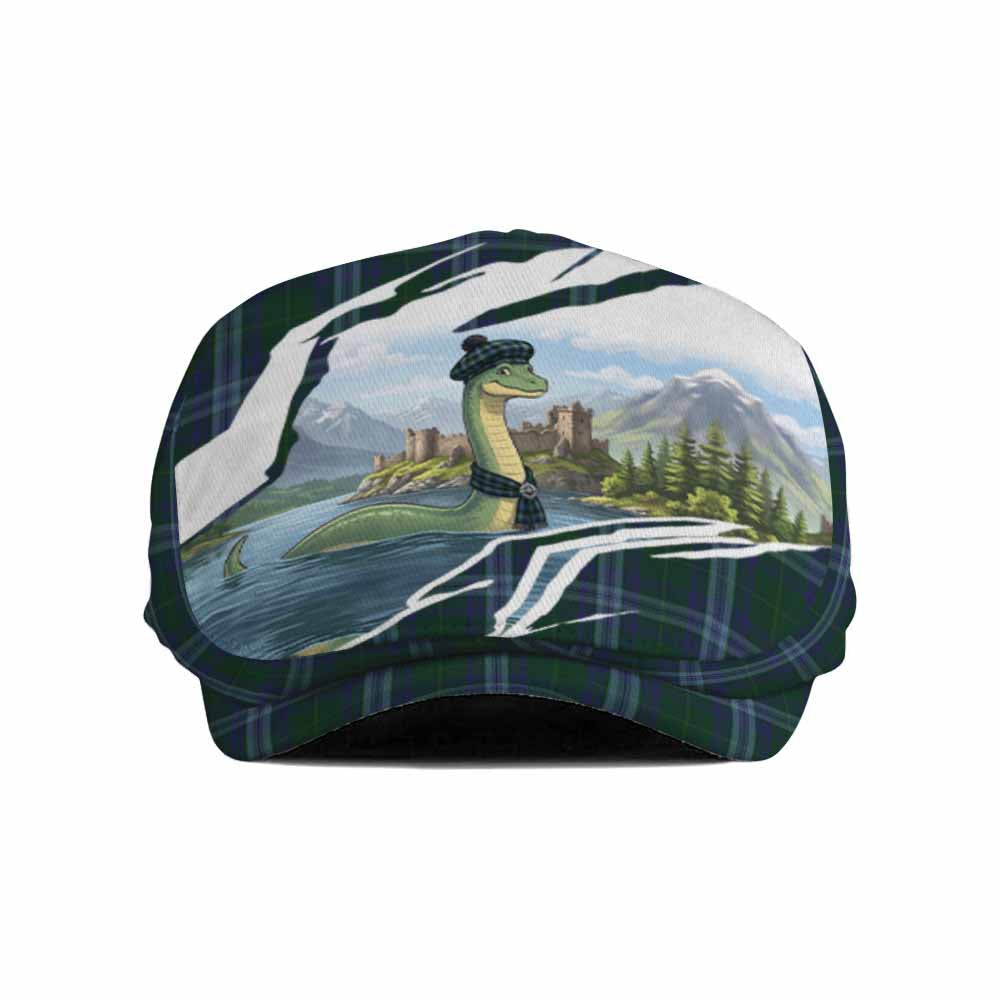 Jones of Wales Tartan Loch Ness Monster Scottish Heritage Art Flat Cap, Jeff Cap
