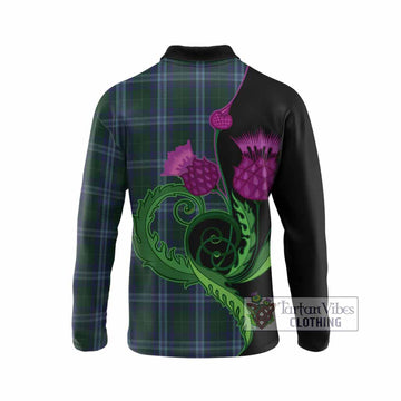 Jones of Wales Tartan Long Sleeve Polo Shirt Traditional Scottish Thistle