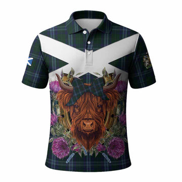 Jones of Wales Tartan Polo Shirt Scottish Thistle Heilan Coo