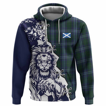 Jones of Wales Tartan Scottish Hoodie Angry Lion With Soccer Ball Style