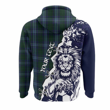 Jones of Wales Tartan Scottish Hoodie Angry Lion With Soccer Ball Style