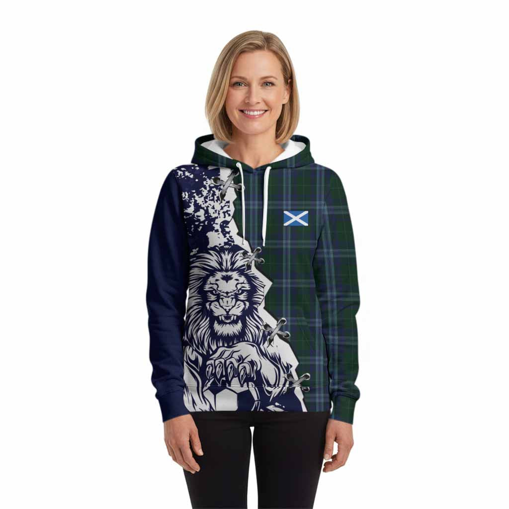 Jones of Wales Tartan Scottish Hoodie Angry Lion With Soccer Ball Style