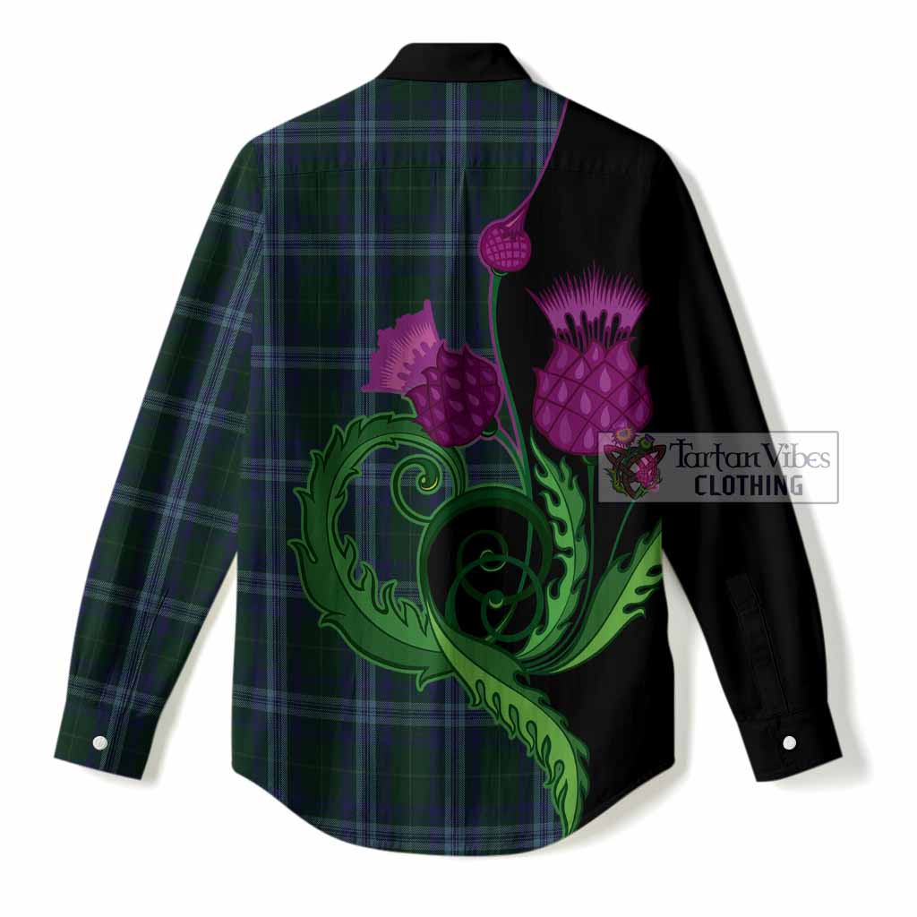 Jones of Wales Tartan Women Casual Shirt Traditional Scottish Thistle
