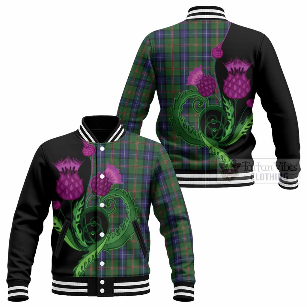 Jones Tartan Baseball Jacket Traditional Scottish Thistle
