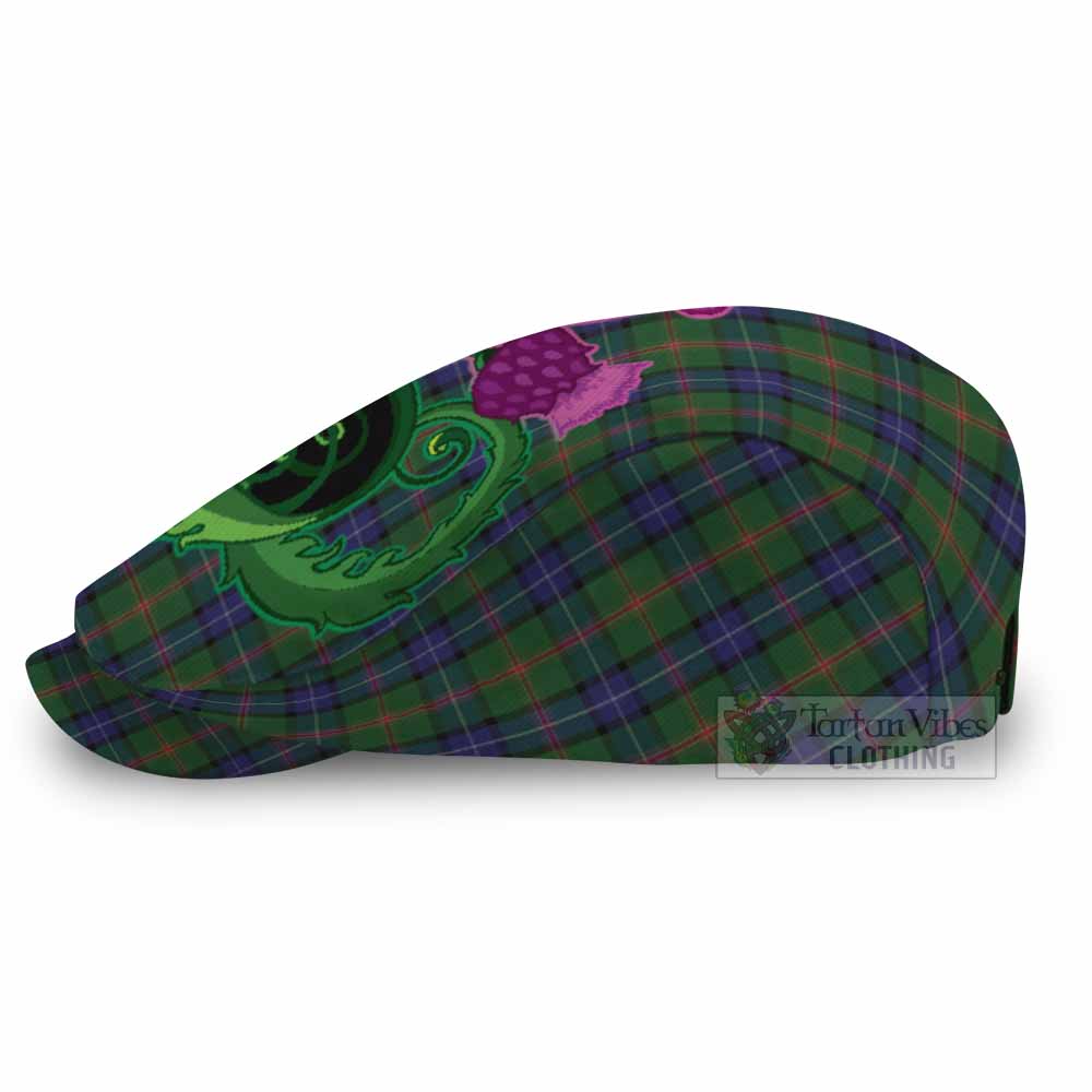 Jones Tartan Flat Cap, Jeff Cap Traditional Scottish Thistle