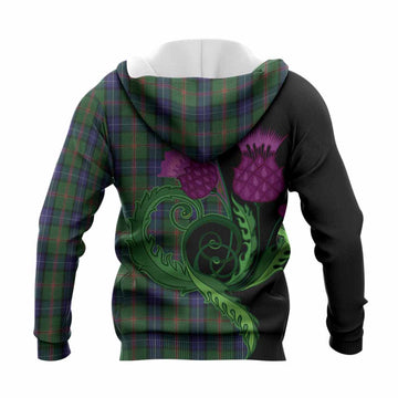 Jones Tartan Knitted Hoodie Traditional Scottish Thistle