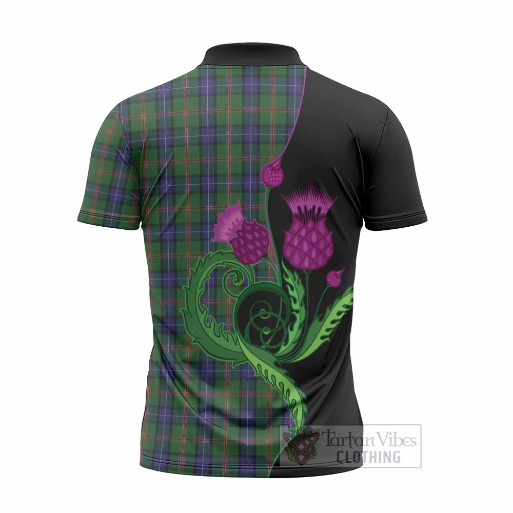 Jones Tartan Zipper Polo Shirt Traditional Scottish Thistle