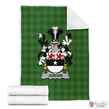 Tartan Vibes Clothing Jordan Irish Clan Tartan Blanket with Coat of Arms