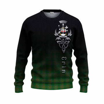 Tartan Vibes Clothing Jordan Irish Clan Knitted Sweater with Coat of Arms Erin Go Bragh Celtic Inspired