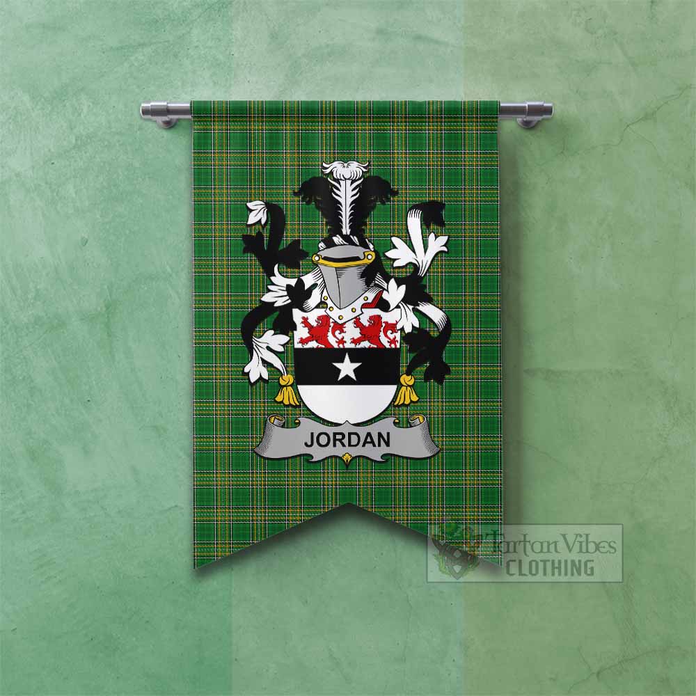 Tartan Vibes Clothing Jordan Irish Clan Tartan Gonfalon, Tartan Banner with Coat of Arms