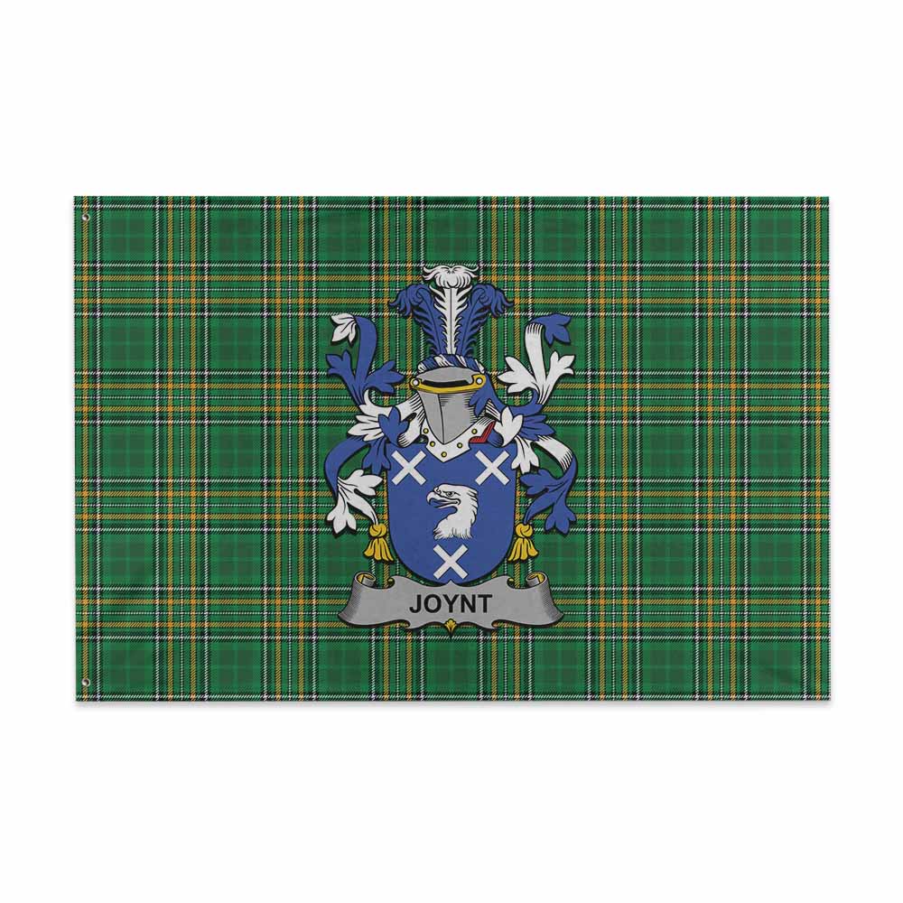 Tartan Vibes Clothing Joynt Irish Clan Tartan House Flag with Coat of Arms