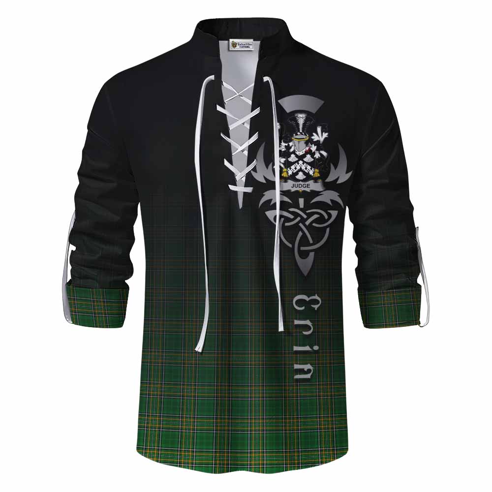 Tartan Vibes Clothing Judge Irish Clan Ghillie Kilt Shirt with Coat of Arms Erin Go Bragh Celtic Inspired