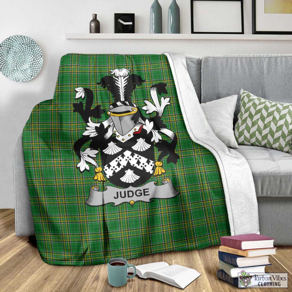 Tartan Vibes Clothing Judge Irish Clan Tartan Blanket with Coat of Arms