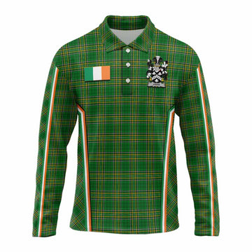 Judge Irish Clan Coat of Arm Tartan Long Sleeve Polo Shirt Flag Style