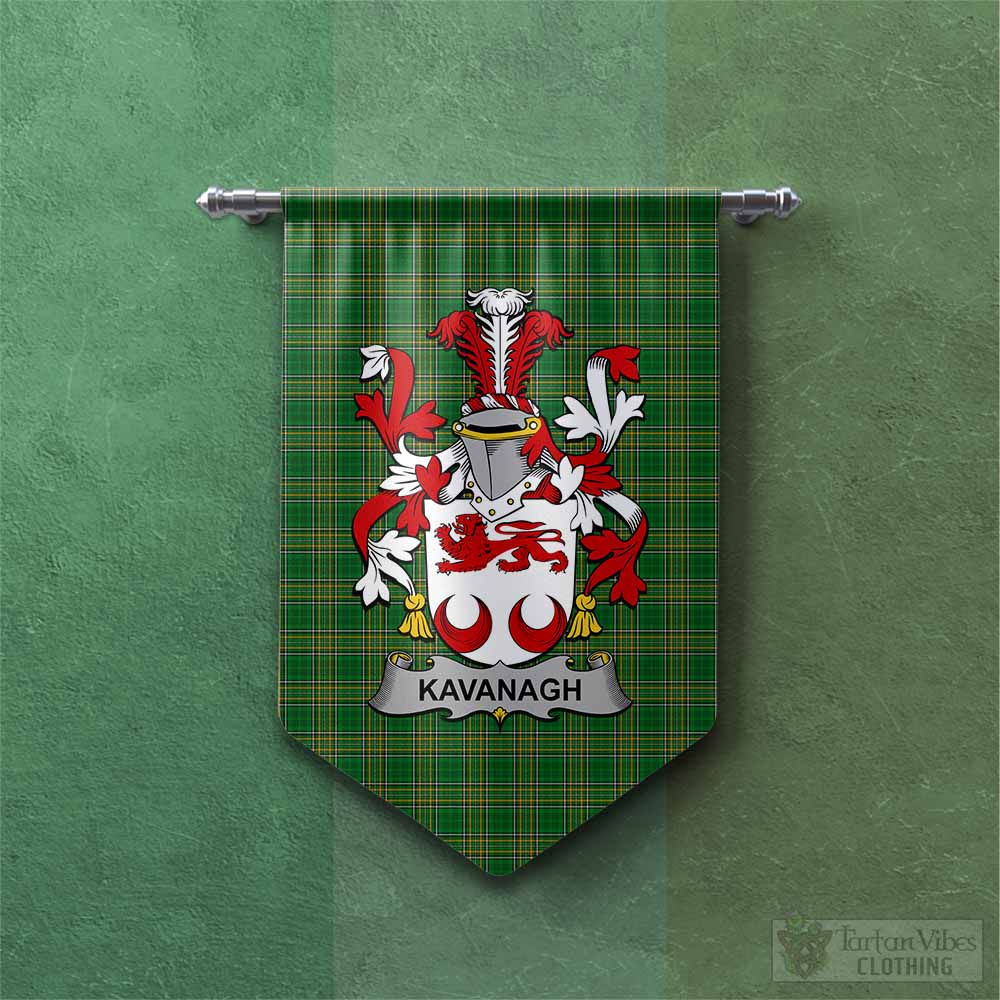 Kavanagh Irish Clan Tartan Gonfalon, Tartan Banner with Coat of Arms Chevron - Tartan Vibes Clothing