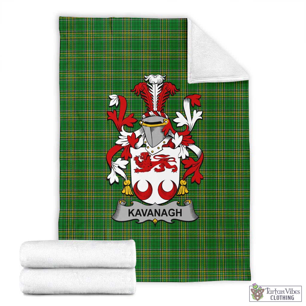 Kavanagh Irish Clan Tartan Blanket with Coat of Arms X-Large 59 x 79 inches 150 x 200 cm - Tartan Vibes Clothing