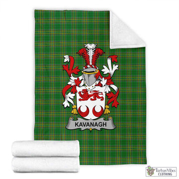 Tartan Vibes Clothing Kavanagh Irish Clan Tartan Blanket with Coat of Arms