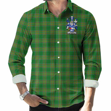 Keane Irish Clan Tartan Long Sleeve Button Up with Coat of Arms Men's Shirt - Tartan Vibes Clothing