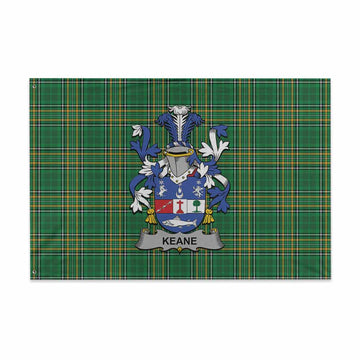 Tartan Vibes Clothing Keane Irish Clan Tartan House Flag with Coat of Arms