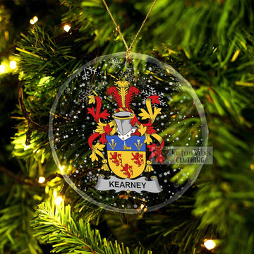 Kearney Irish Clan Christmas Glass Ornament with Coat of Arms